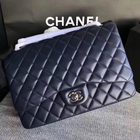 Chanel Maxi Quilted Classic Flap Bag Blue Sheepskin Leather A58601 Silver Chanel Maxi Quilted Classic Flap Bag Blue Sheepskin Leather A58601 Silver