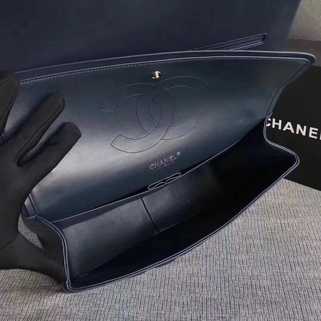 Chanel Maxi Quilted Classic Flap Bag Blue Sheepskin Leather A58601 Silver Chanel Maxi Quilted Classic Flap Bag Blue Sheepskin Leather A58601 Silver