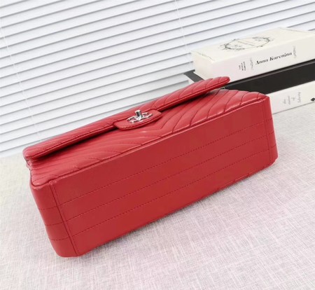 Chanel Maxi Classic Flap Bag Red Chevron Sheepskin Leather A58601 Silver Chanel Maxi Classic Flap Bag Red Chevron Sheepskin Leather A58601 Silver
