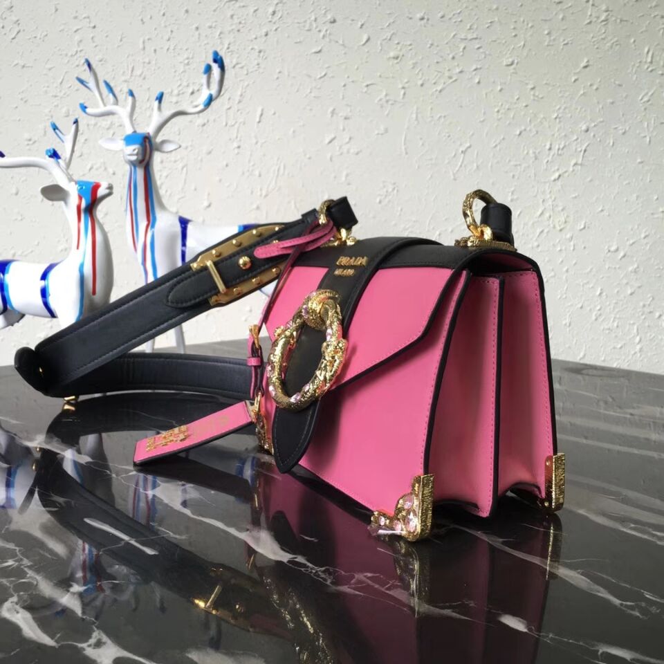 Prada Cahier Leather Shoulder Bag 1BD103 Rose Prada Cahier Leather Shoulder Bag 1BD103 Rose