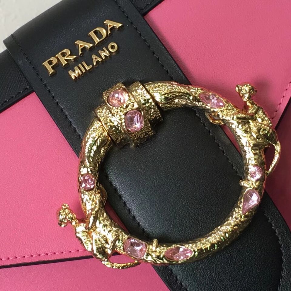 Prada Cahier Leather Shoulder Bag 1BD103 Rose Prada Cahier Leather Shoulder Bag 1BD103 Rose