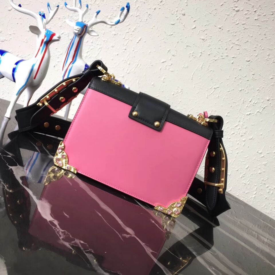 Prada Cahier Leather Shoulder Bag 1BD103 Rose Prada Cahier Leather Shoulder Bag 1BD103 Rose