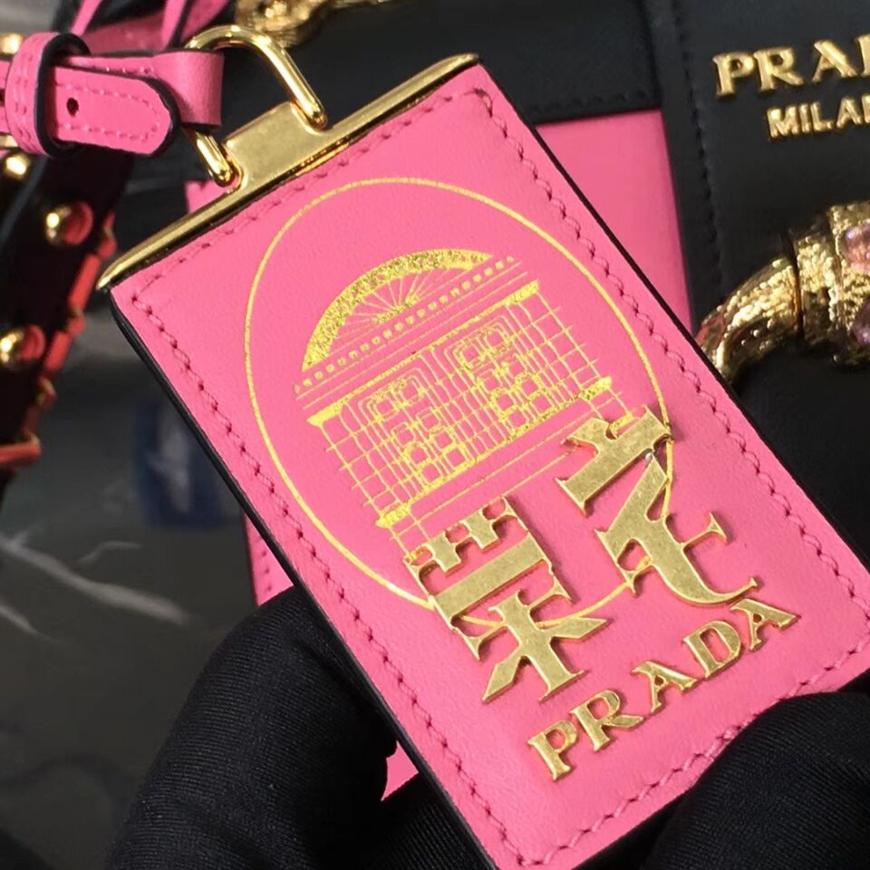 Prada Cahier Leather Shoulder Bag 1BD103 Rose Prada Cahier Leather Shoulder Bag 1BD103 Rose