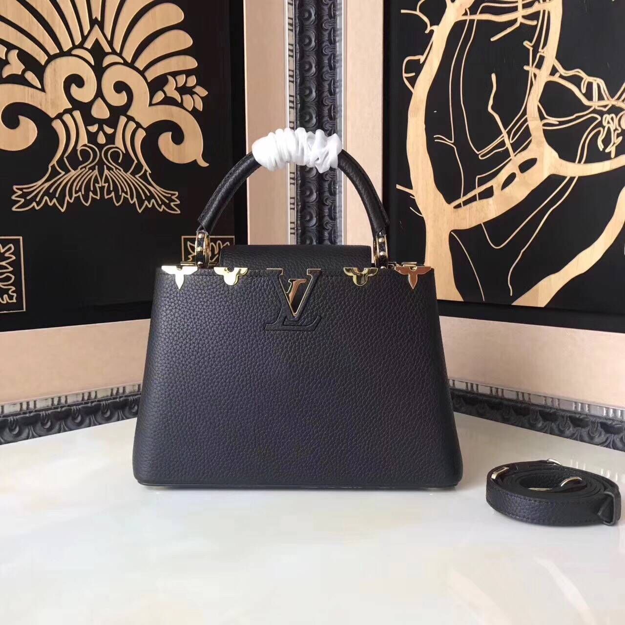 Louis Vuitton original Elegant Capucines BB Bags M94517 black Louis Vuitton original Elegant Capucines BB Bags M94517 black
