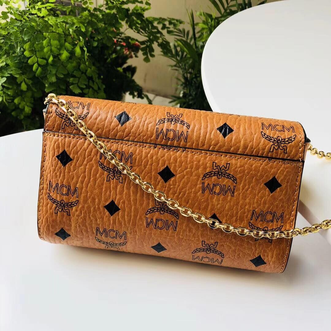 MCM Shoulder Bag Calfskin Leather 3356 Camel MCM Shoulder Bag Calfskin Leather 3356 Camel