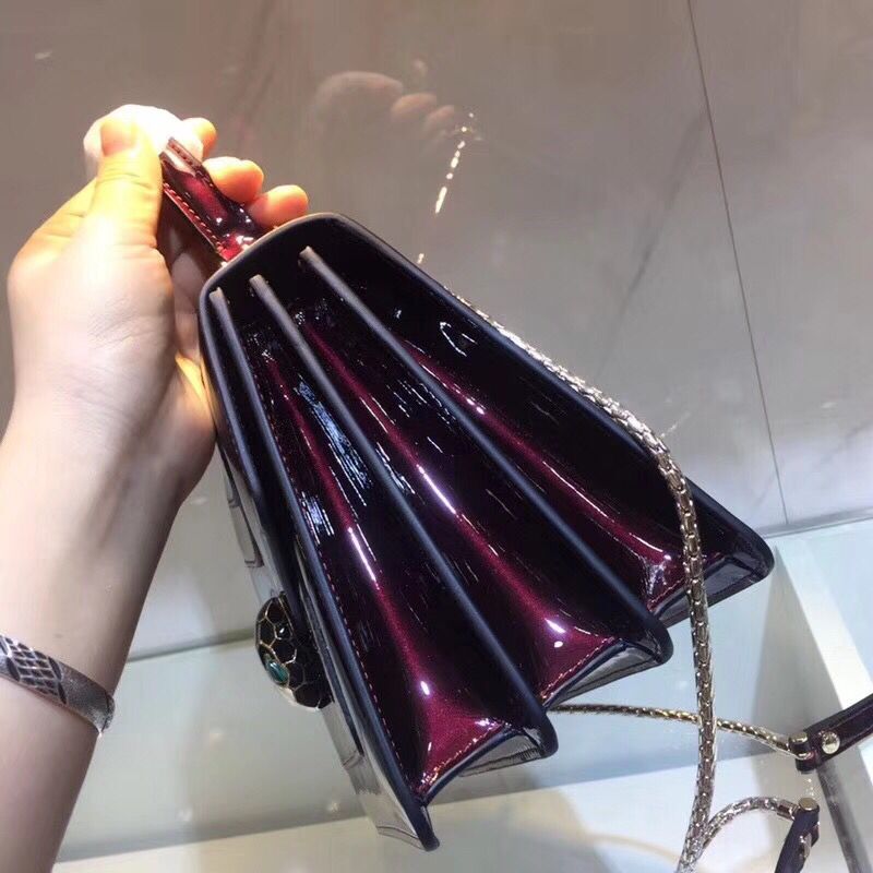 BVLGARI Serpenti Forever metallic-leather shoulder bag 058962 fuchsia BVLGARI Serpenti Forever metallic-leather shoulder bag 058962 fuchsia