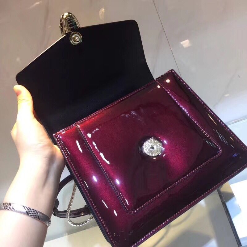 BVLGARI Serpenti Forever metallic-leather shoulder bag 058962 fuchsia BVLGARI Serpenti Forever metallic-leather shoulder bag 058962 fuchsia