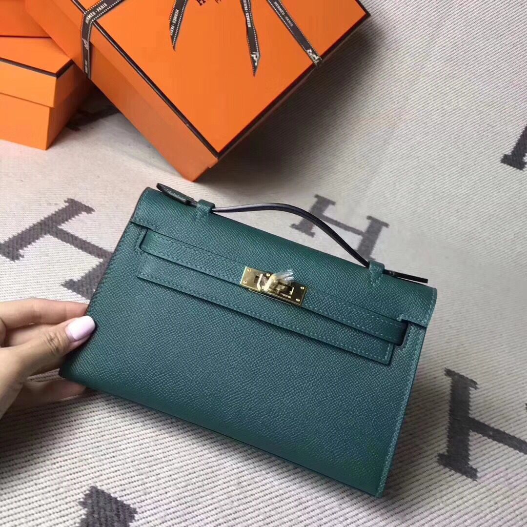 Hermes Kelly 22CM Tote Bag Original Epsom Leather KL22 Dark Green Hermes Kelly 22CM Tote Bag Original Epsom Leather KL22 Dark Green