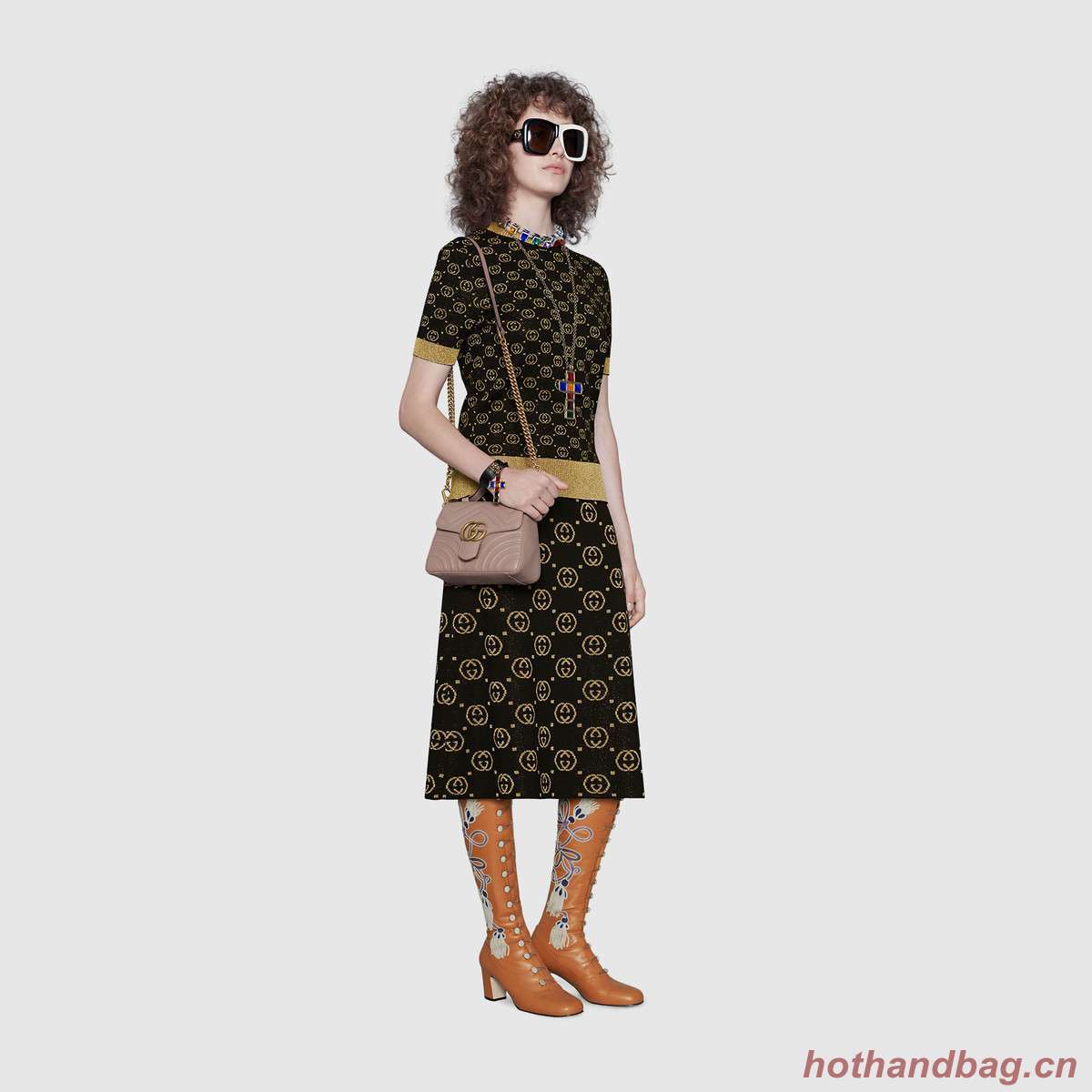 Gucci GG Marmont mini top handle bag 547260 Dusty pink Gucci GG Marmont mini top handle bag 547260 Dusty pink