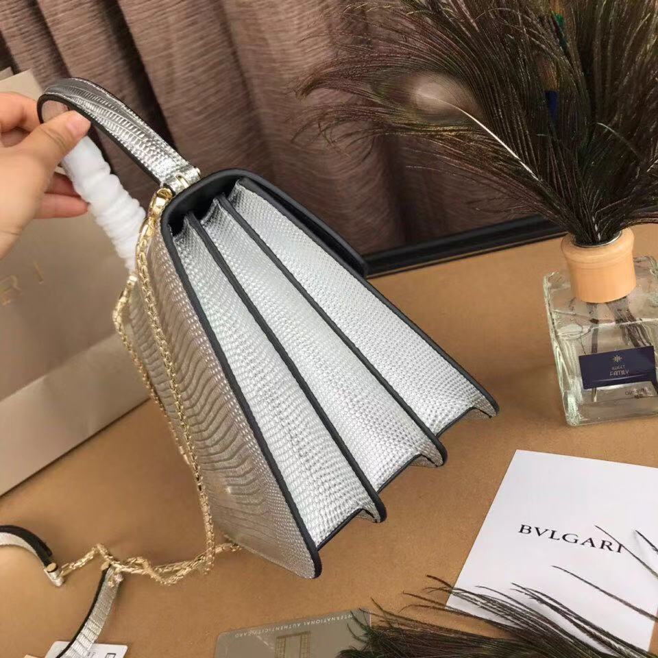 BVLGARI Serpenti Forever leather flap bag 286999 silver BVLGARI Serpenti Forever leather flap bag 286999 silver