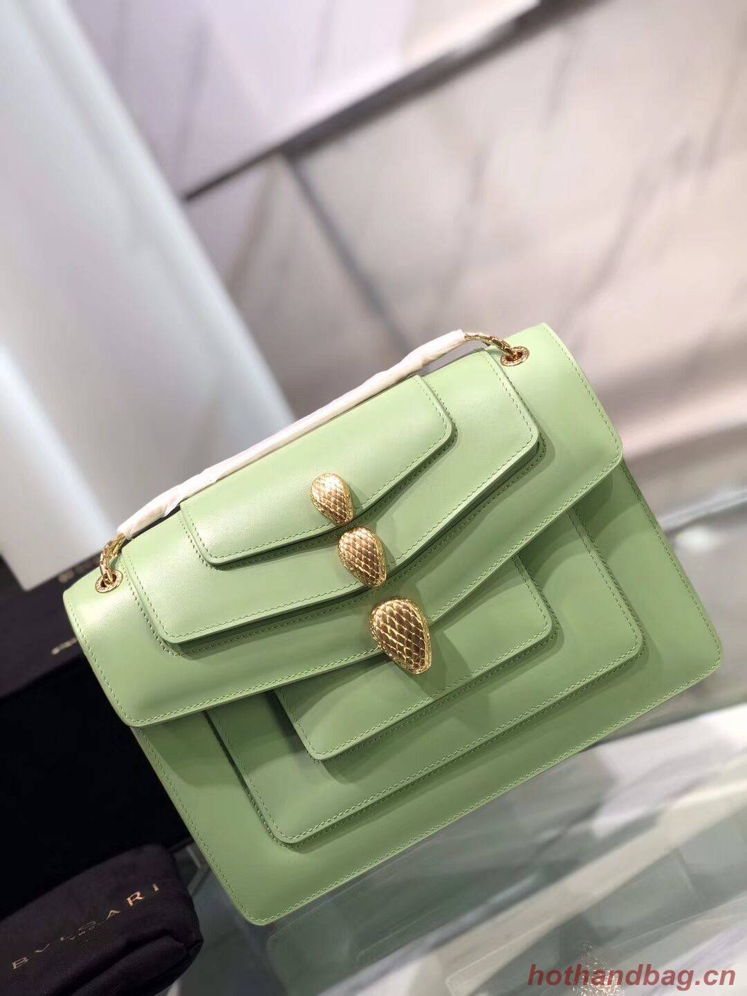 BVLGARI Serpenti Forever leather shoulder bag B288620 green BVLGARI Serpenti Forever leather shoulder bag B288620 green