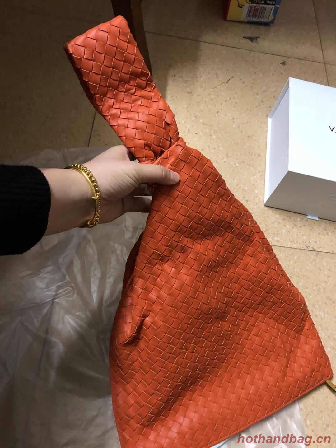 Bottega Veneta Original Weave Leather Twist Bag BV4587 Orange Bottega Veneta Original Weave Leather Twist Bag BV4587 Orange