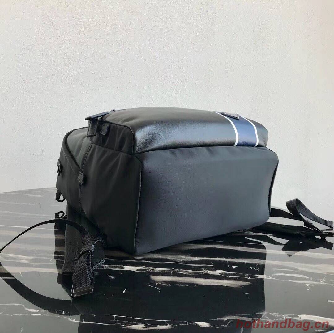 Prada Technical fabric and leather backpack 2VZ066 black&blue Prada Technical fabric and leather backpack 2VZ066 black&blue