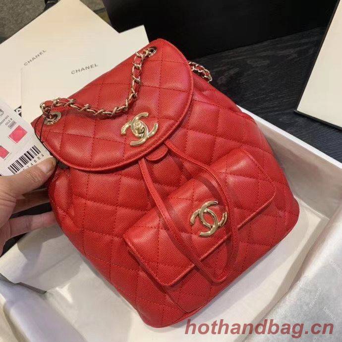 Chanel backpack Grained Calfskin & Gold-Tone Metal AS1371 Red Chanel backpack Grained Calfskin & Gold-Tone Metal AS1371 Red