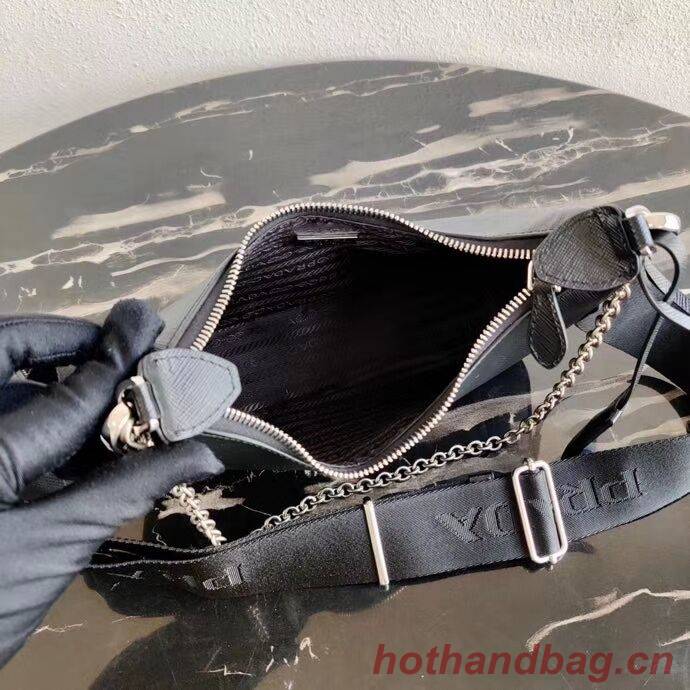 Prada Saffiano leather mini shoulder bag 2BH204 black Prada Saffiano leather mini shoulder bag 2BH204 black