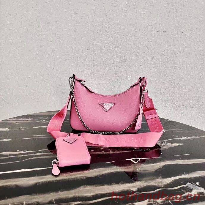 Prada Saffiano leather mini shoulder bag 2BH204 pink Prada Saffiano leather mini shoulder bag 2BH204 pink