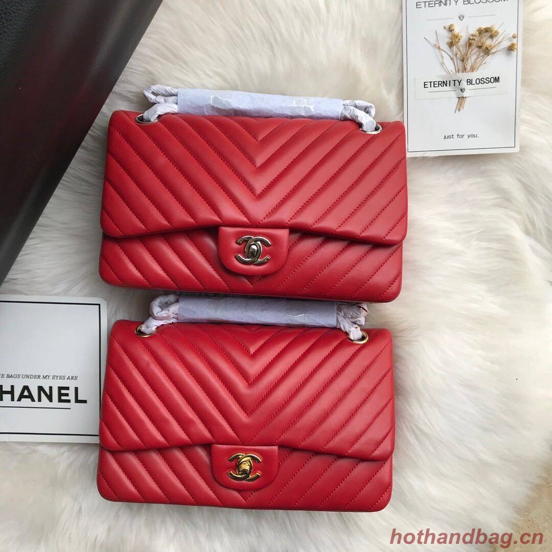 Chanel Flap Original Lambskin Leather Shoulder Bag 1112V Red Chanel Flap Original Lambskin Leather Shoulder Bag 1112V Red