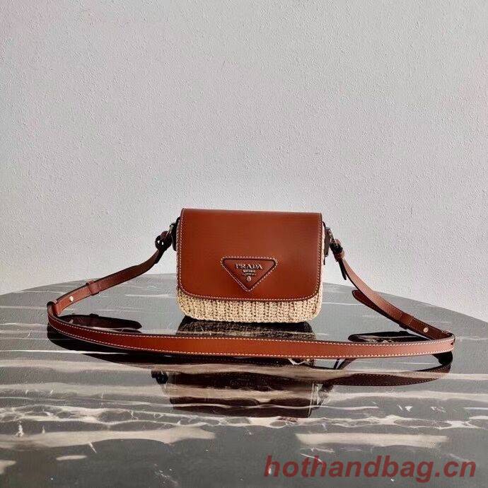 Prada Saffiano leather mini shoulder bag 2BD043 brown