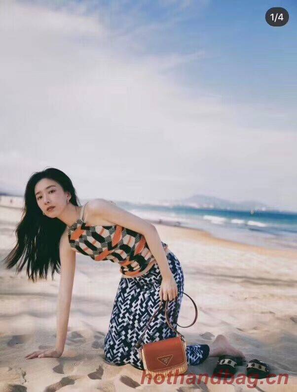 Prada Saffiano leather mini shoulder bag 2BD043 brown Prada Saffiano leather mini shoulder bag 2BD043 brown