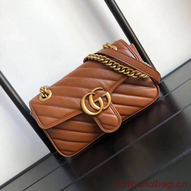 Gucci GG Marmont small shoulder bag 446744 Brown Gucci GG Marmont small shoulder bag 446744 Brown