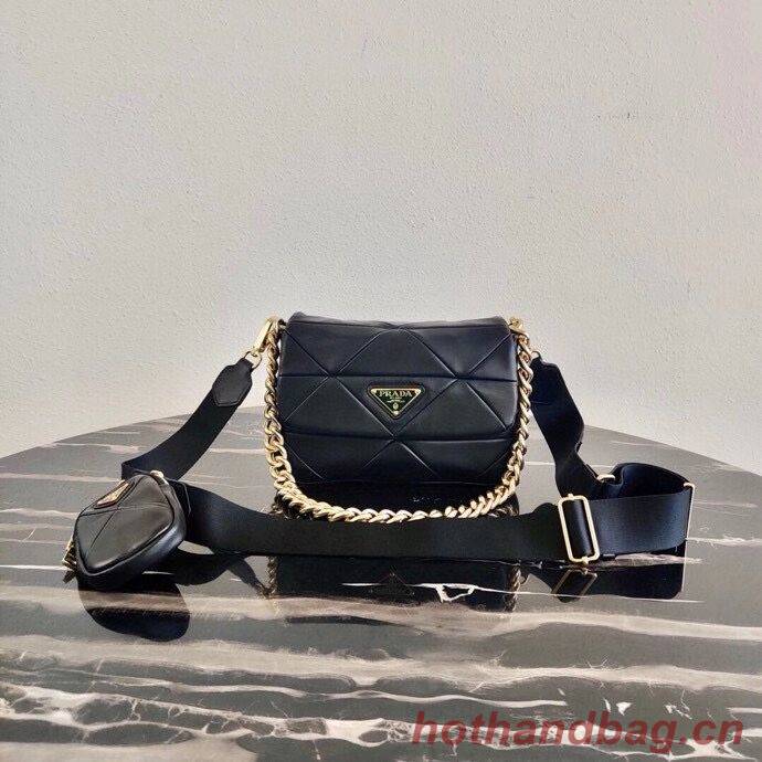 Prada Gaufre nappa leather shoulder bag 1BD292A black Prada Gaufre nappa leather shoulder bag 1BD292A black