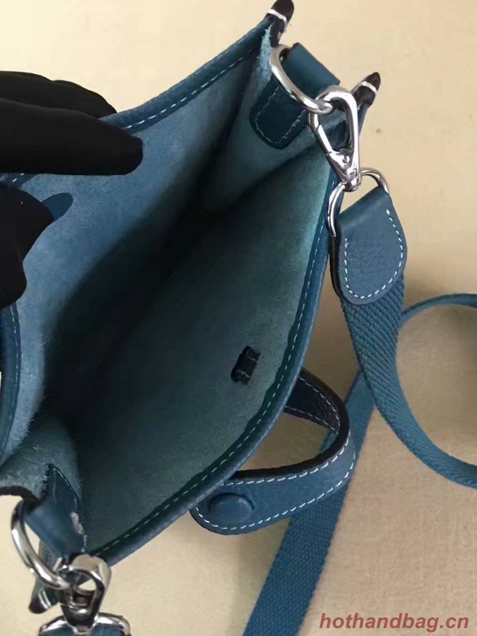 Hermes Evelyne original togo leather mini Shoulder Bag H15698 blue Hermes Evelyne original togo leather mini Shoulder Bag H15698 blue