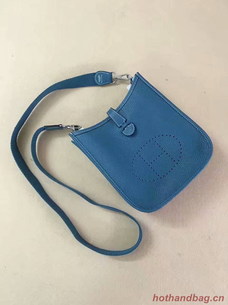 Hermes Evelyne original togo leather mini Shoulder Bag H15698 blue Hermes Evelyne original togo leather mini Shoulder Bag H15698 blue