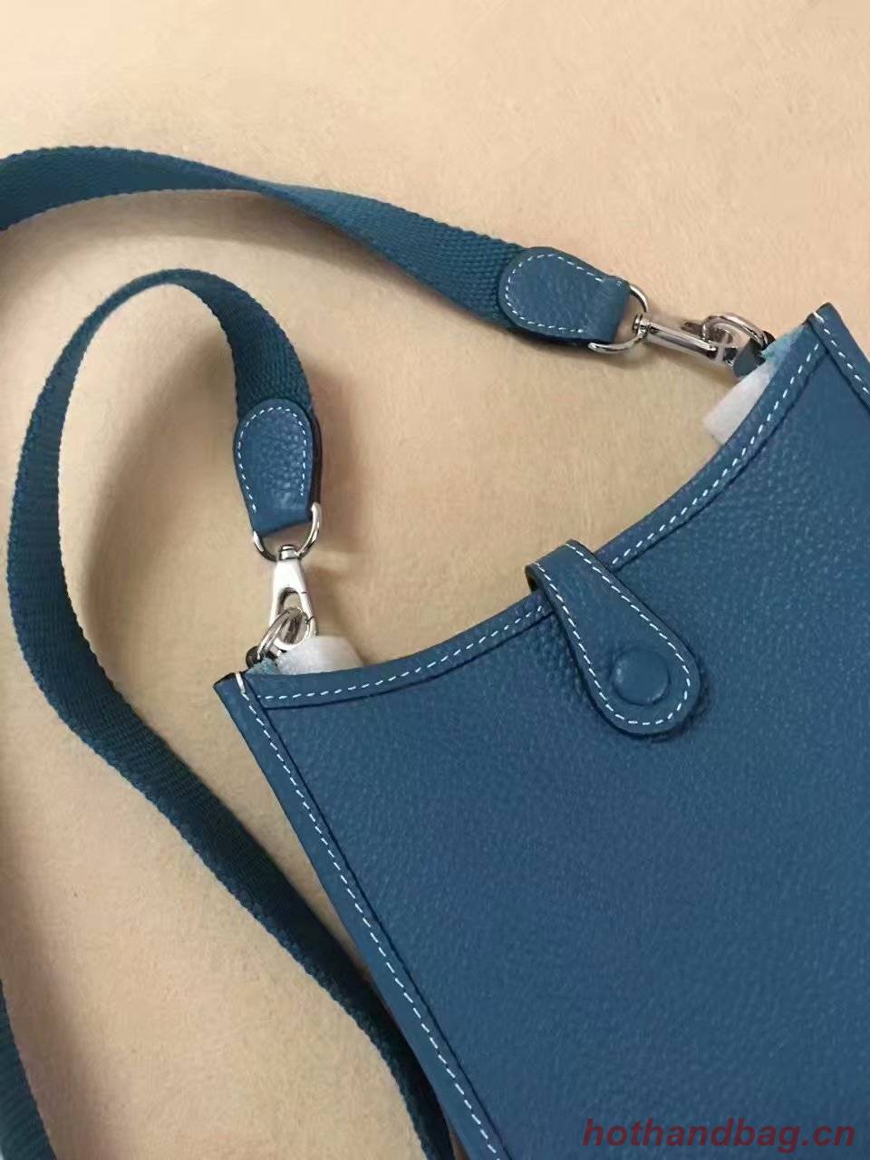 Hermes Evelyne original togo leather mini Shoulder Bag H15698 blue Hermes Evelyne original togo leather mini Shoulder Bag H15698 blue