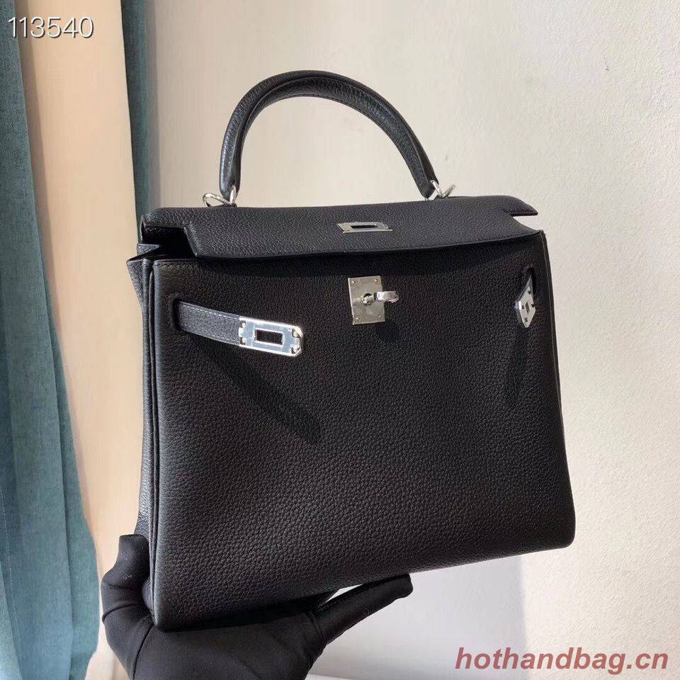 Hermes Kelly 28cm Shoulder Bags Togo Leather KL28 Black Hermes Kelly 28cm Shoulder Bags Togo Leather KL28 Black