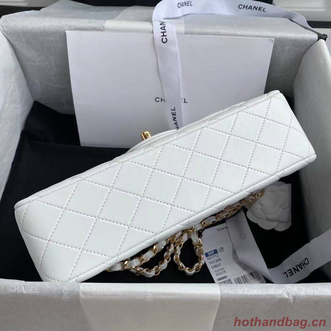 Chanel 2.55 Series Flap Bag Original Sheepskin Leather A1112 White Chanel 2.55 Series Flap Bag Original Sheepskin Leather A1112 White