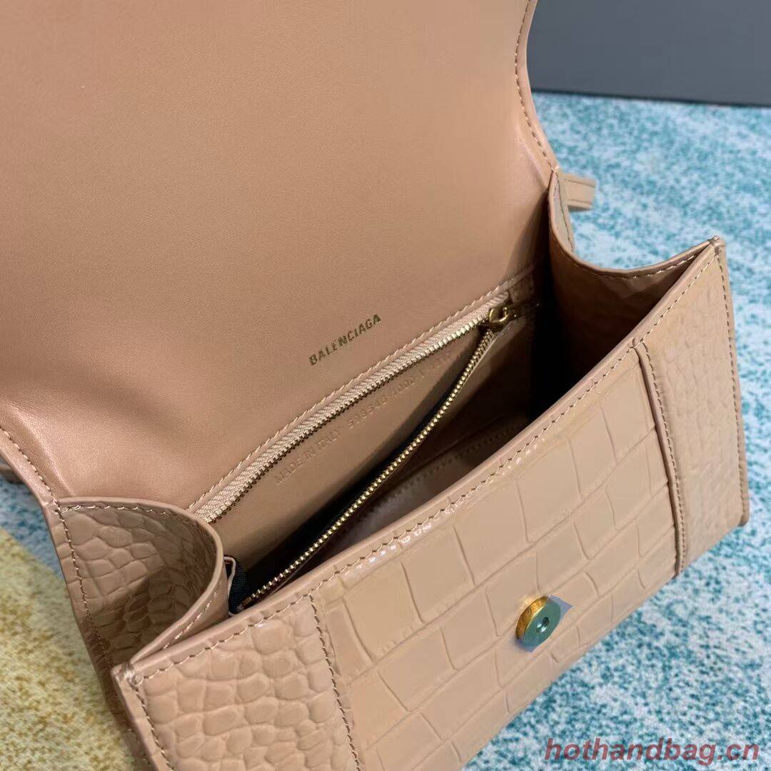 Balenciaga HOURGLASS SMALL TOP HANDLE BAG crocodile embossed calfskin B108895E apricot Balenciaga HOURGLASS SMALL TOP HANDLE BAG crocodile embossed calfskin B108895E apricot