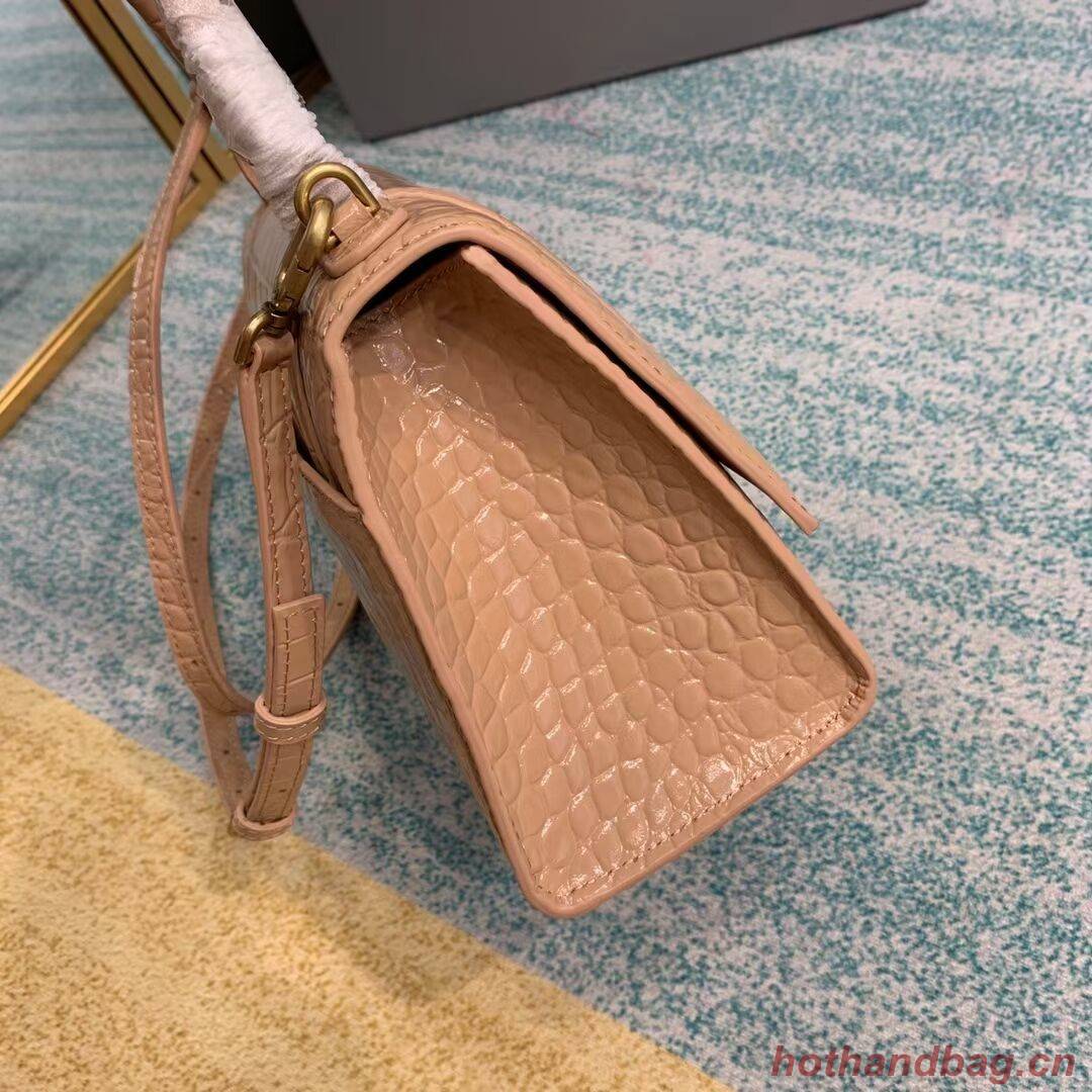 Balenciaga HOURGLASS SMALL TOP HANDLE BAG crocodile embossed calfskin B108895E apricot Balenciaga HOURGLASS SMALL TOP HANDLE BAG crocodile embossed calfskin B108895E apricot
