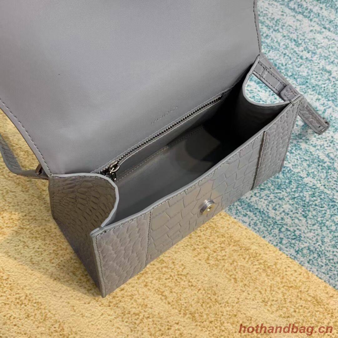 Balenciaga HOURGLASS SMALL TOP HANDLE BAG crocodile embossed calfskin B108895E grey Balenciaga HOURGLASS SMALL TOP HANDLE BAG crocodile embossed calfskin B108895E grey