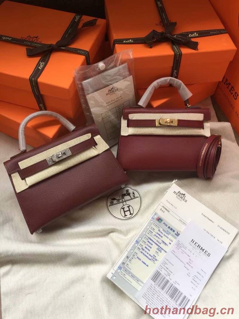 Hermes Kelly 19cm Shoulder Bags Epsom Leather KL19 fuchsia