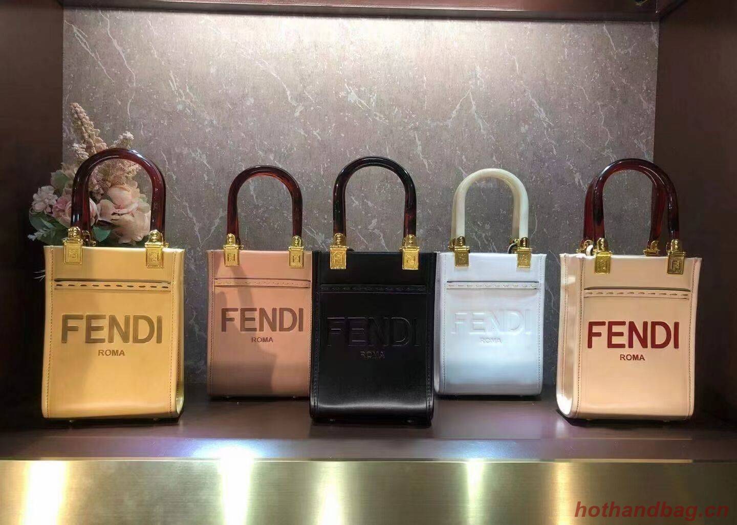 FENDI MINI SUNSHINE SHOPPER leather mini-bag 8BS051ABV Beige FENDI MINI SUNSHINE SHOPPER leather mini-bag 8BS051ABV Beige
