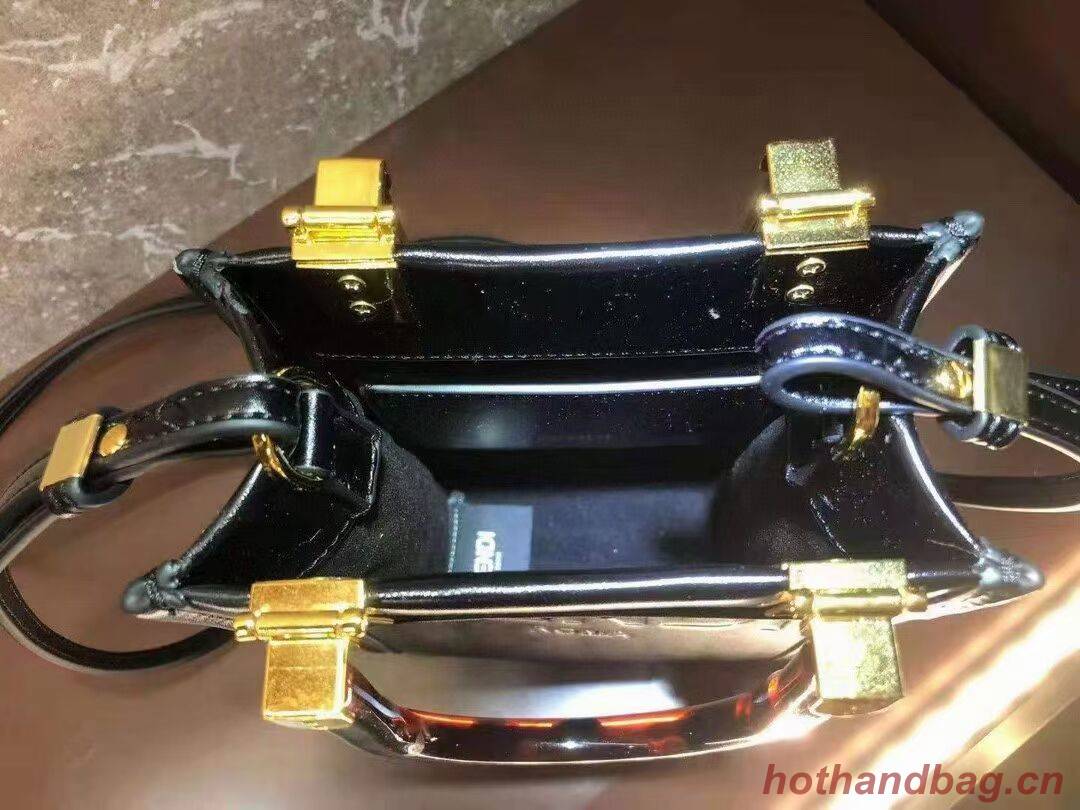 FENDI MINI SUNSHINE SHOPPER leather mini-bag 8BS051ABV black FENDI MINI SUNSHINE SHOPPER leather mini-bag 8BS051ABV black