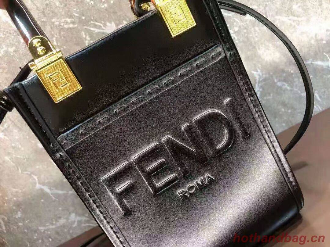 FENDI MINI SUNSHINE SHOPPER leather mini-bag 8BS051ABV black FENDI MINI SUNSHINE SHOPPER leather mini-bag 8BS051ABV black