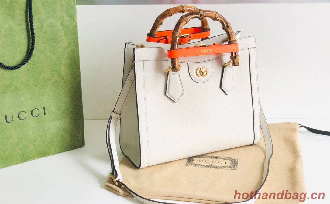 Gucci Diana GG Bamboo Top Handle Original Leather Bag 660195 White Gucci Diana GG Bamboo Top Handle Original Leather Bag 660195 White