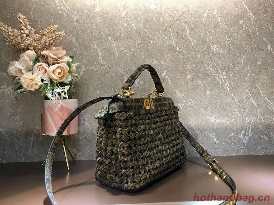 Fendi PEEKABOO ISEEU Weave Bag F6363 brown Fendi PEEKABOO ISEEU Weave Bag F6363 brown