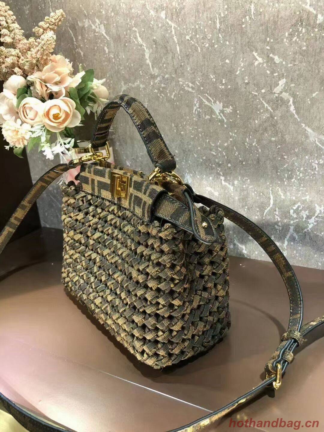 Fendi PEEKABOO ISEEU Weave Bag F6363 brown Fendi PEEKABOO ISEEU Weave Bag F6363 brown