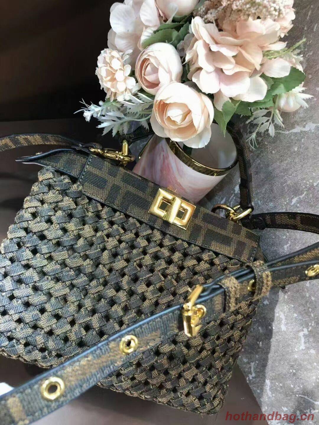 Fendi PEEKABOO ISEEU Weave Bag F6363 brown Fendi PEEKABOO ISEEU Weave Bag F6363 brown