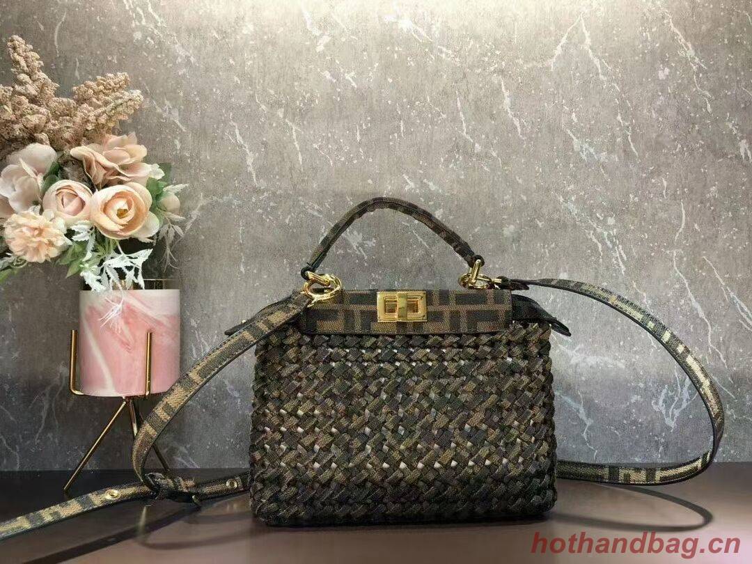 Fendi PEEKABOO ISEEU Weave Bag F6363 brown Fendi PEEKABOO ISEEU Weave Bag F6363 brown