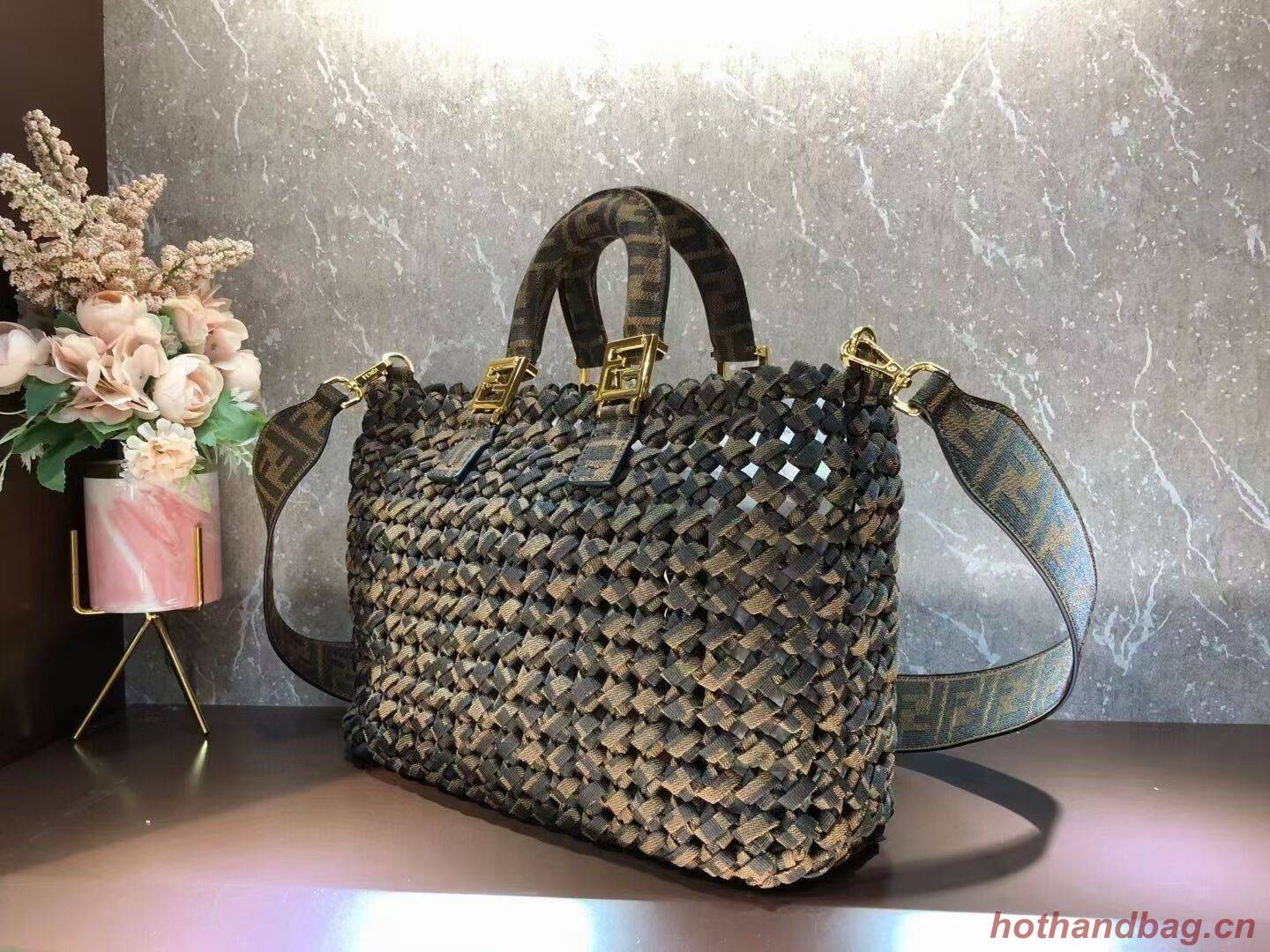 Fendi Weave Bag F6501 brown Fendi Weave Bag F6501 brown