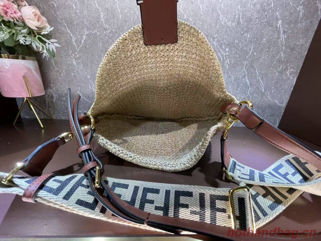 FENDI SMALL CROISSANT Woven straw bag 8BR790AFG FENDI SMALL CROISSANT Woven straw bag 8BR790AFG