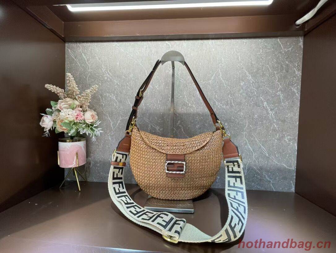 FENDI SMALL CROISSANT Woven straw bag 8BR790AFG natural FENDI SMALL CROISSANT Woven straw bag 8BR790AFG natural