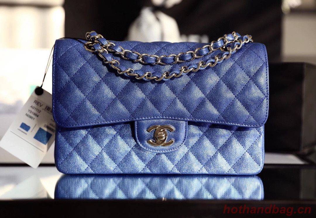 Chanel Small Classic Handbag Grained Calfskin Caviar & silver-Tone Metal A01113 Blue Chanel Small Classic Handbag Grained Calfskin Caviar & silver-Tone Metal A01113 Blue