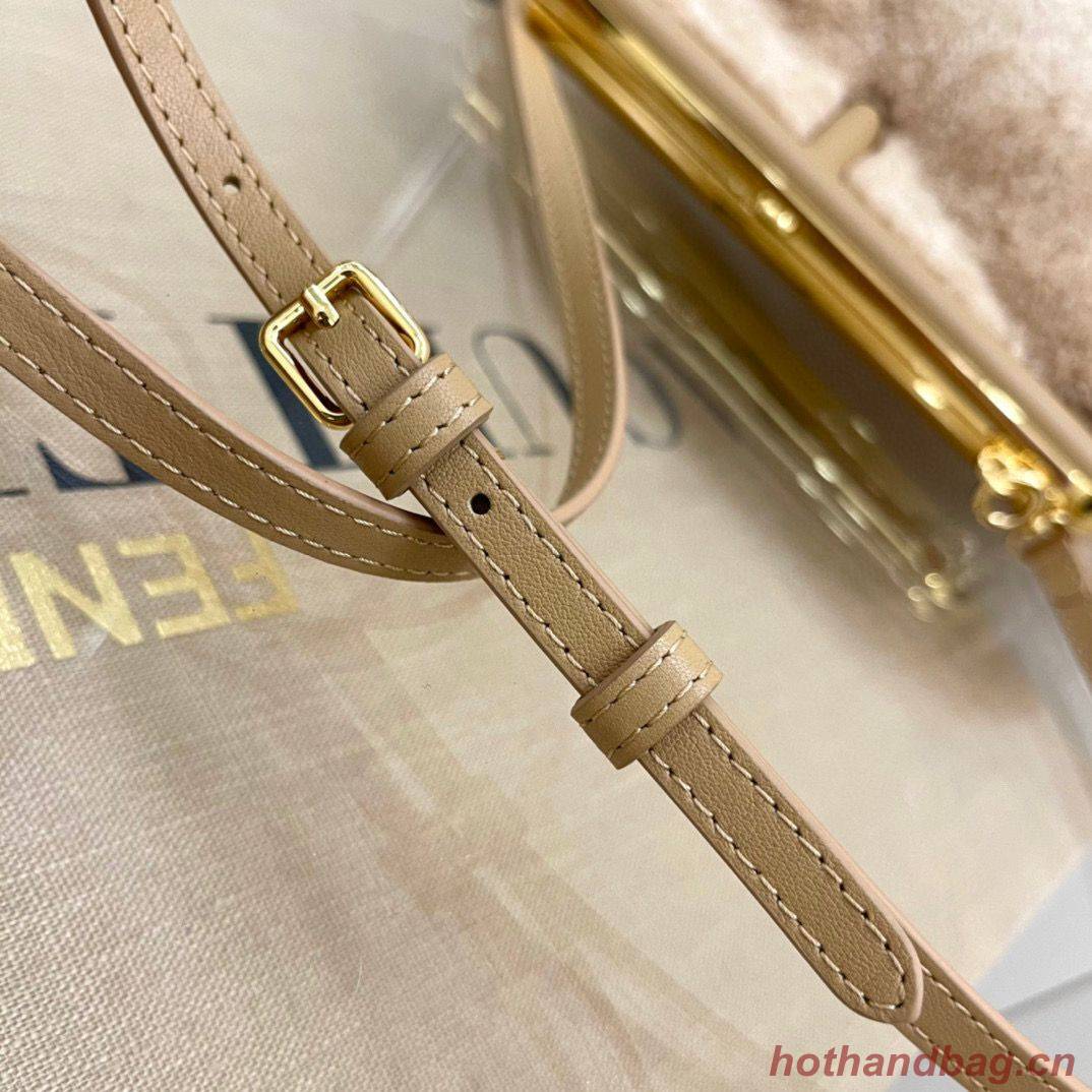 Fendi Original lambswool Leather Medium Clutch Bag 56835 Nude Fendi Original lambswool Leather Medium Clutch Bag 56835 Nude