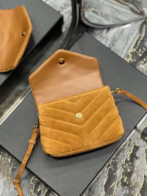 Yves Saint Laurent LOULOU SMALL BAG IN Y-QUILTED SUEDE 77761 CINNAMON Yves Saint Laurent LOULOU SMALL BAG IN Y-QUILTED SUEDE 77761 CINNAMON