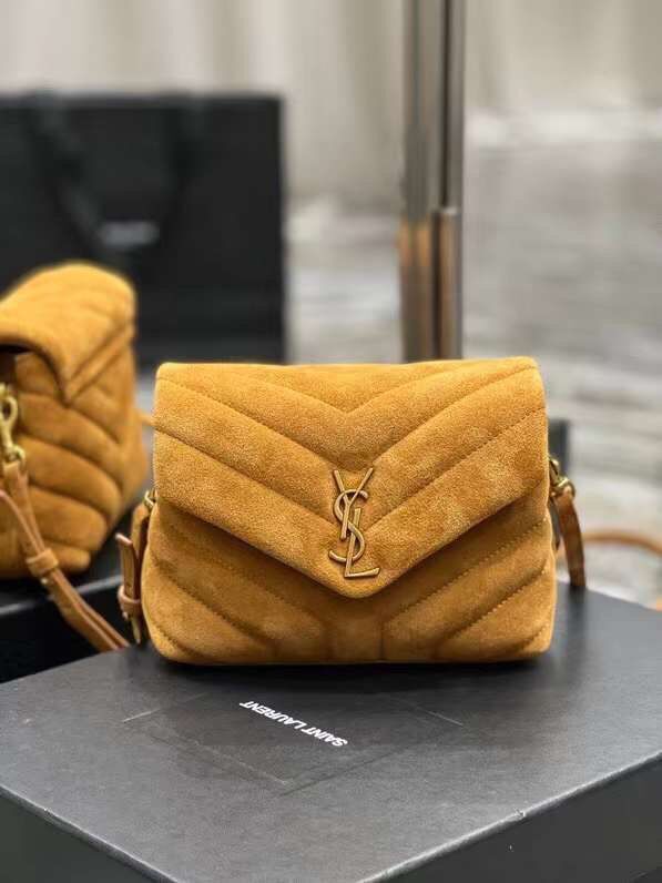 Yves Saint Laurent LOULOU SMALL BAG IN Y-QUILTED SUEDE 77761 CINNAMON Yves Saint Laurent LOULOU SMALL BAG IN Y-QUILTED SUEDE 77761 CINNAMON