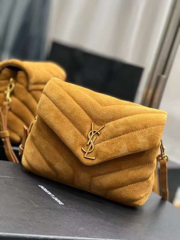 Yves Saint Laurent LOULOU SMALL BAG IN Y-QUILTED SUEDE 77761 CINNAMON Yves Saint Laurent LOULOU SMALL BAG IN Y-QUILTED SUEDE 77761 CINNAMON